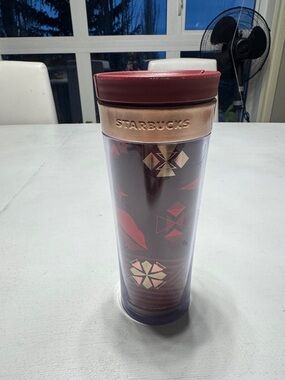 Starbucks 12oz 2013 Acrylic Bella Red Copper Tumbler Hot/Cold Holiday Travel Cup